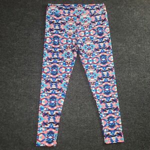 LuLaRoe TC Leggings Tall & Curvy Aztec Geometric Print Blue Pink Stretch‎ Pants